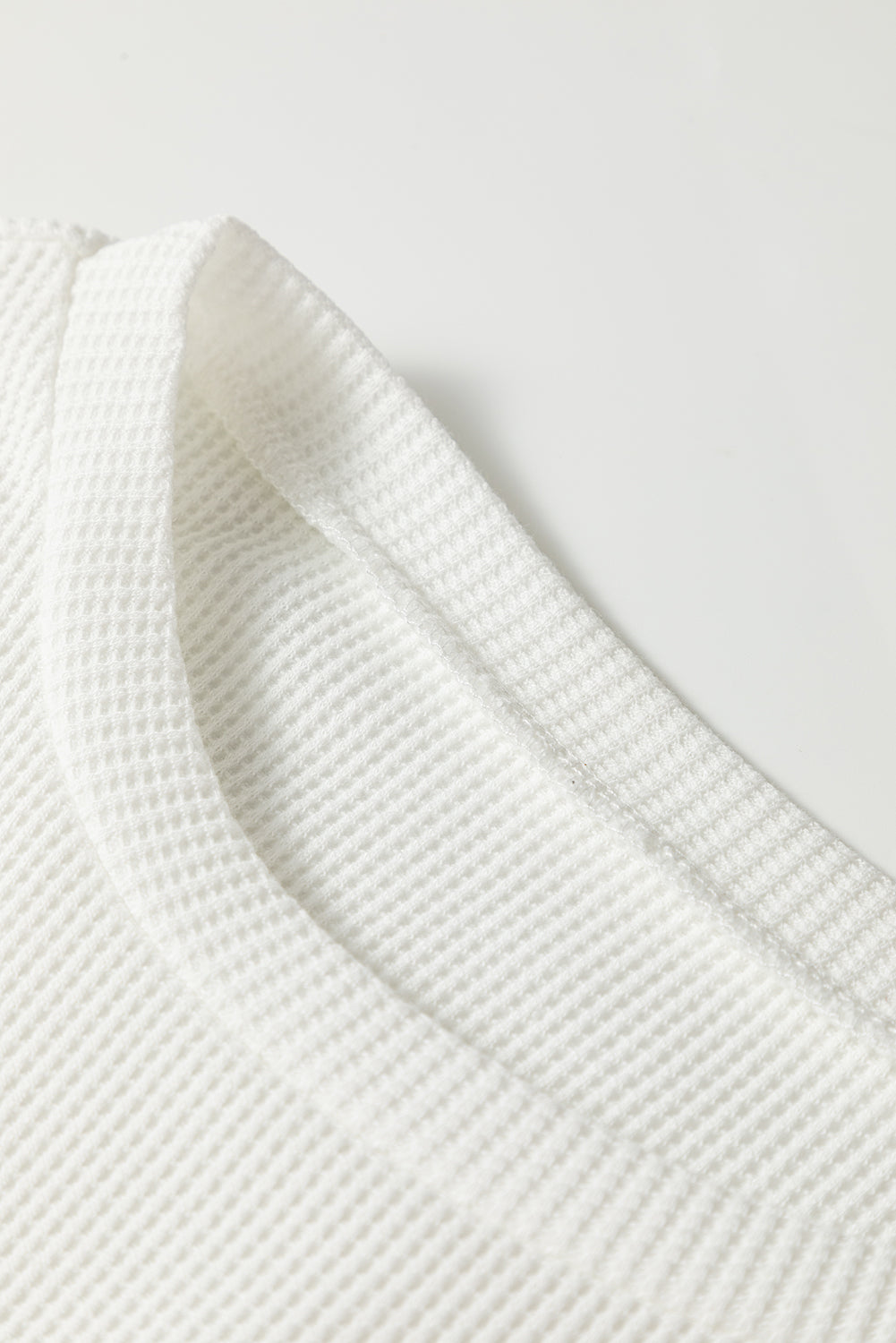 Rounded Hem Waffle Long Sleeve Top