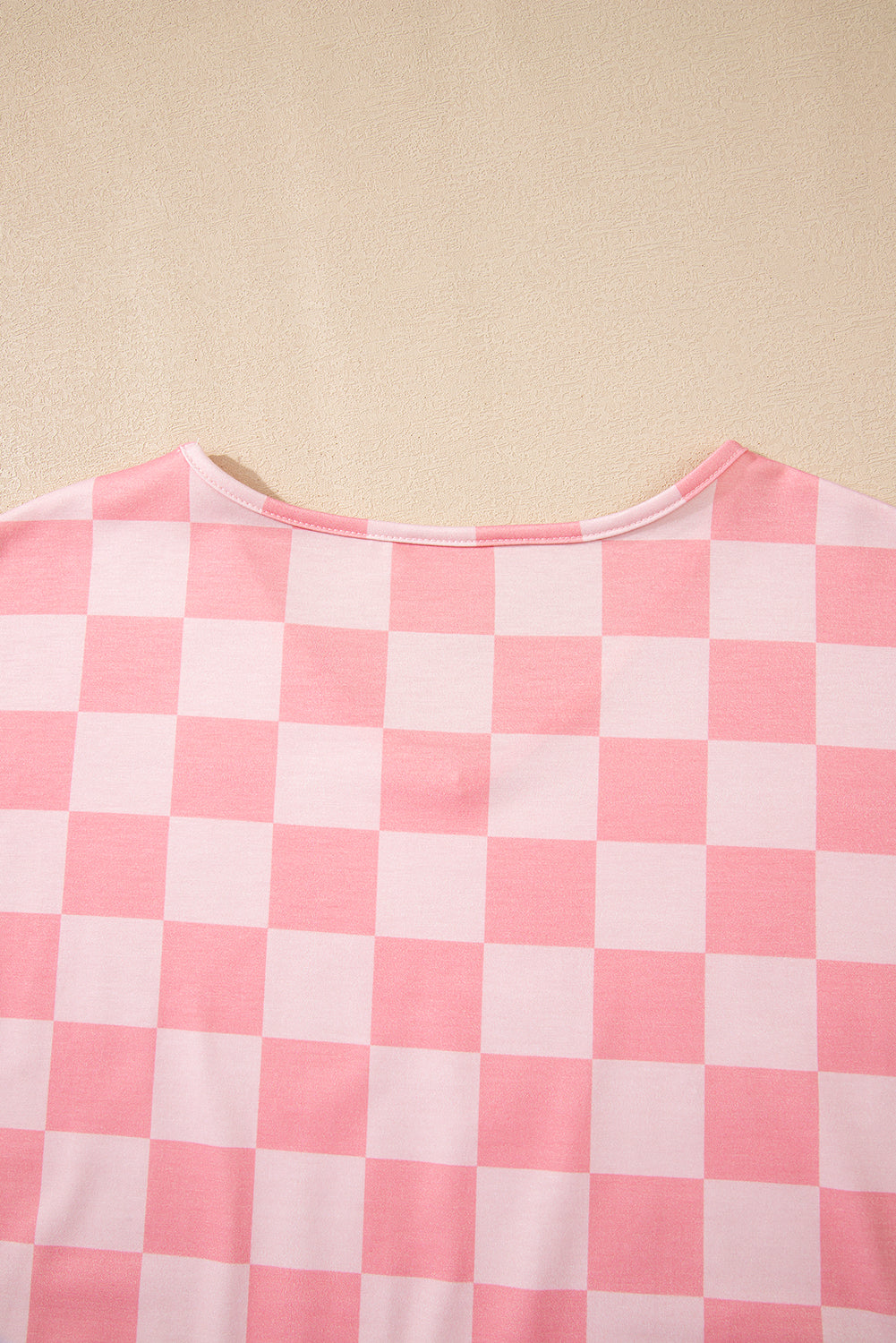 Checkered V Neck Tee Drawstring Shorts Lounge Set