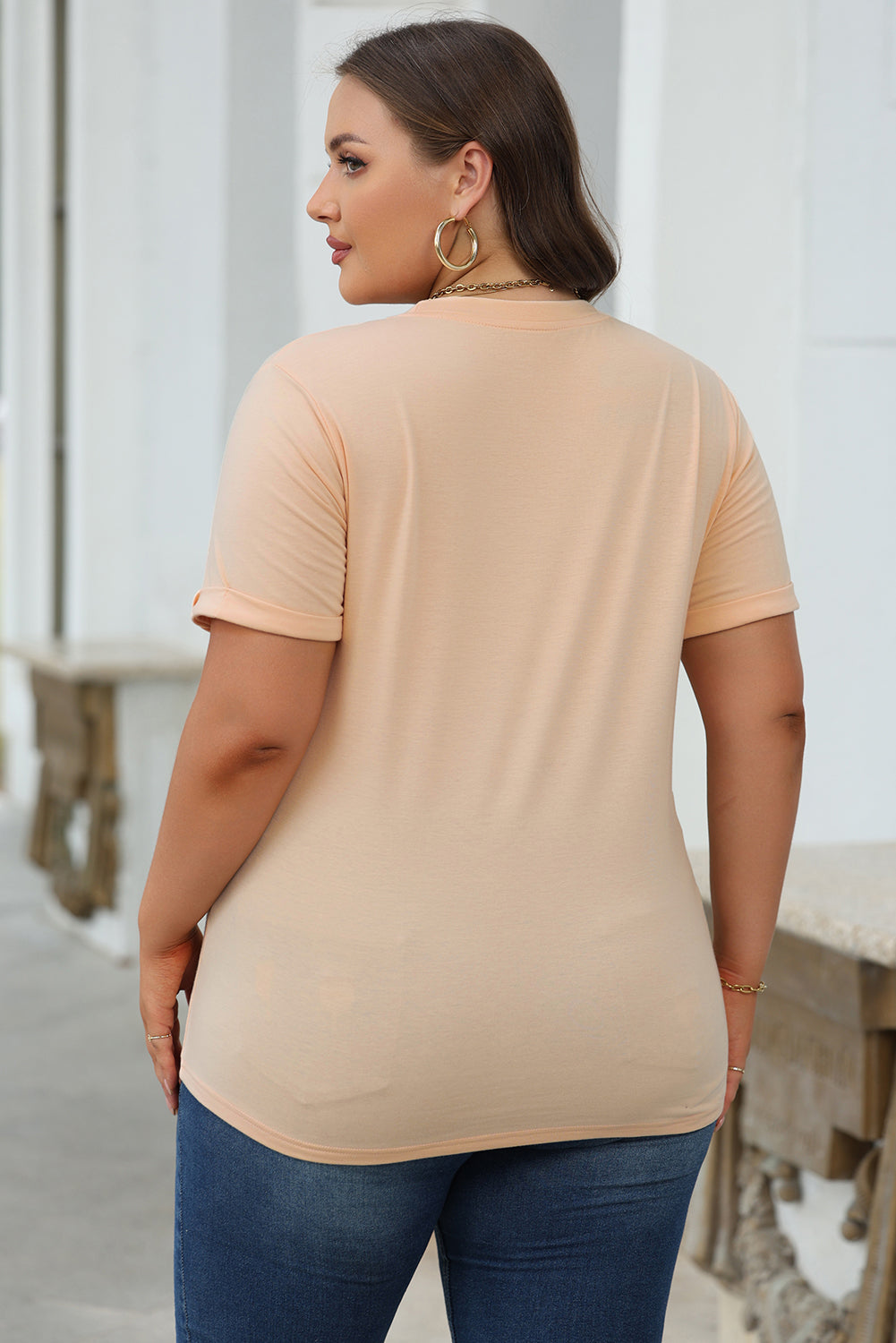 Casual Plain Crew Neck Tee