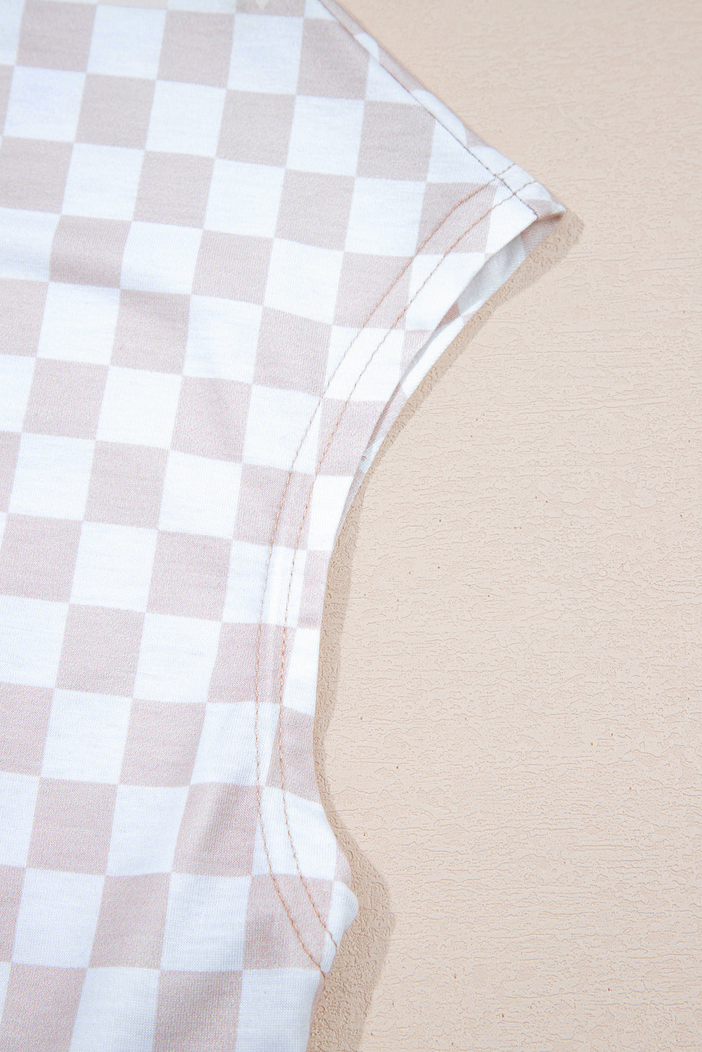 Checkered Print Buttoned Crew Neck Wide Leg Jumpsuit