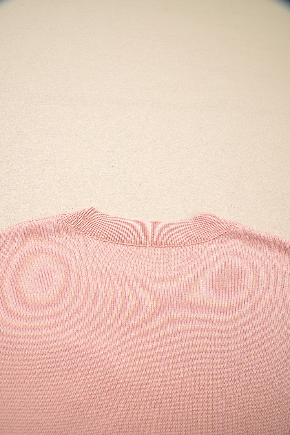 Big Flower Accent Bubble Sleeve Drop Shoulder Sweater
