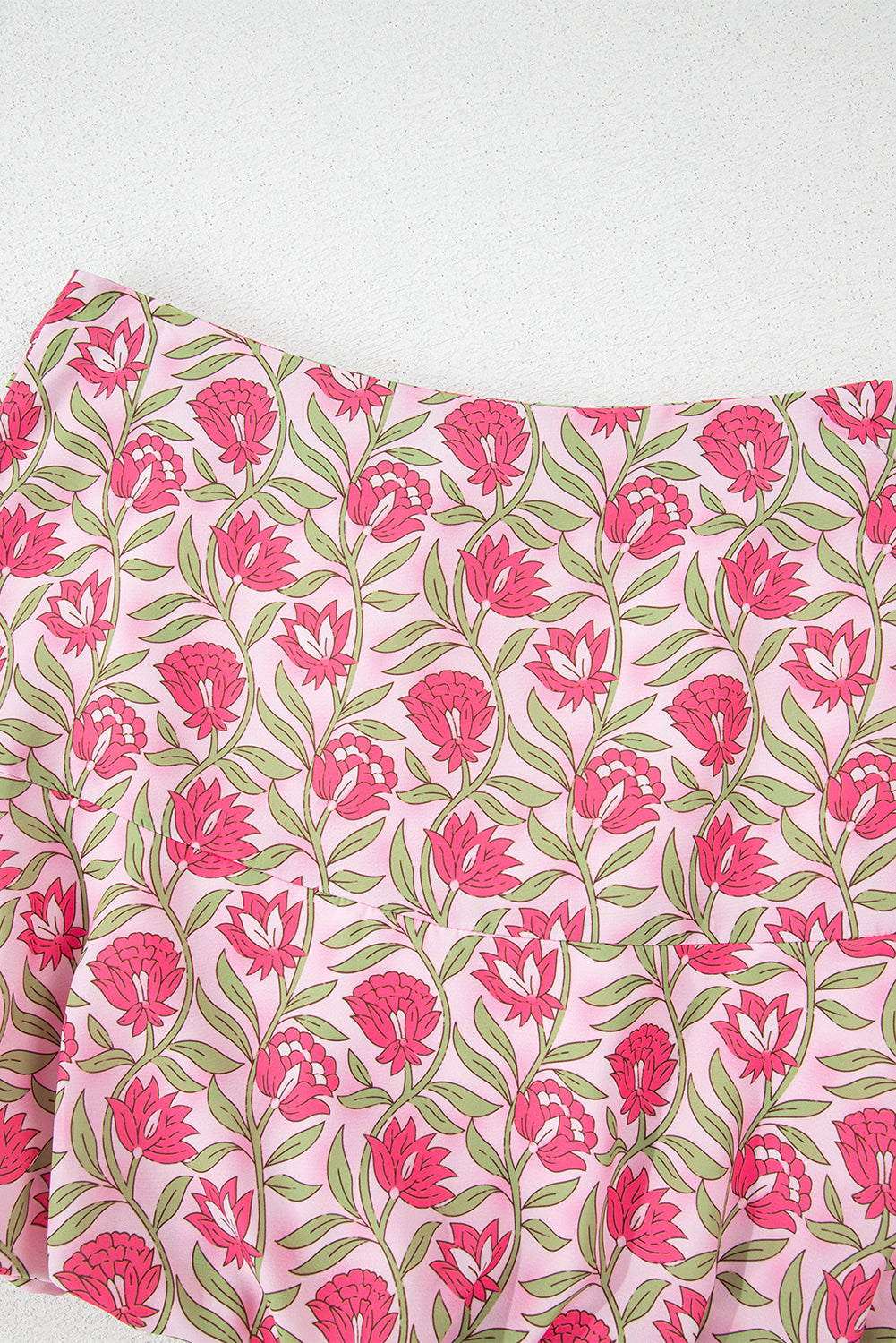 Floral Print Puffy Cropped Tank and Mini Skirt Set