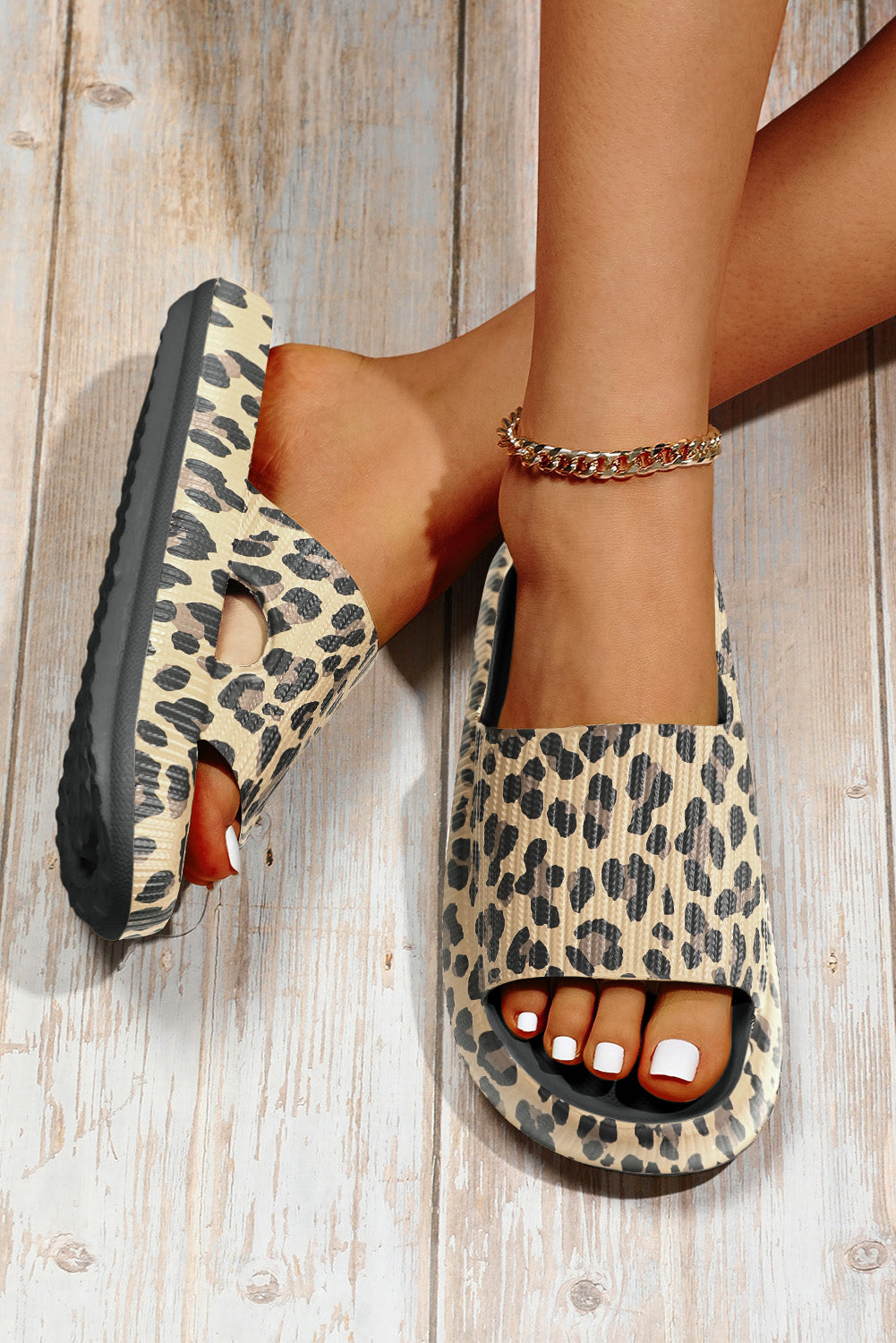 Print Thick Sole Slip On Sandals