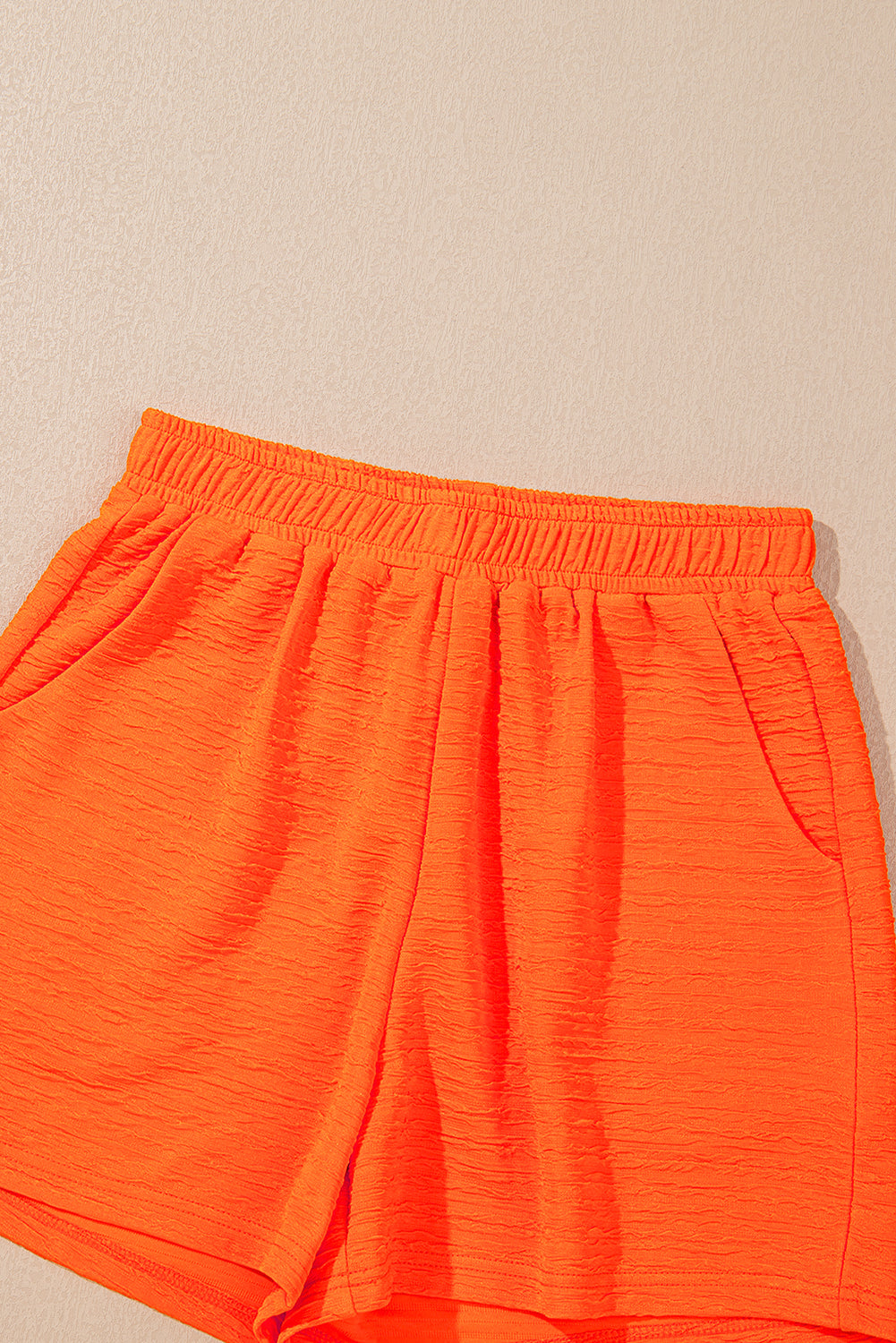 Textured V Neck T Shirt and Shorts Set