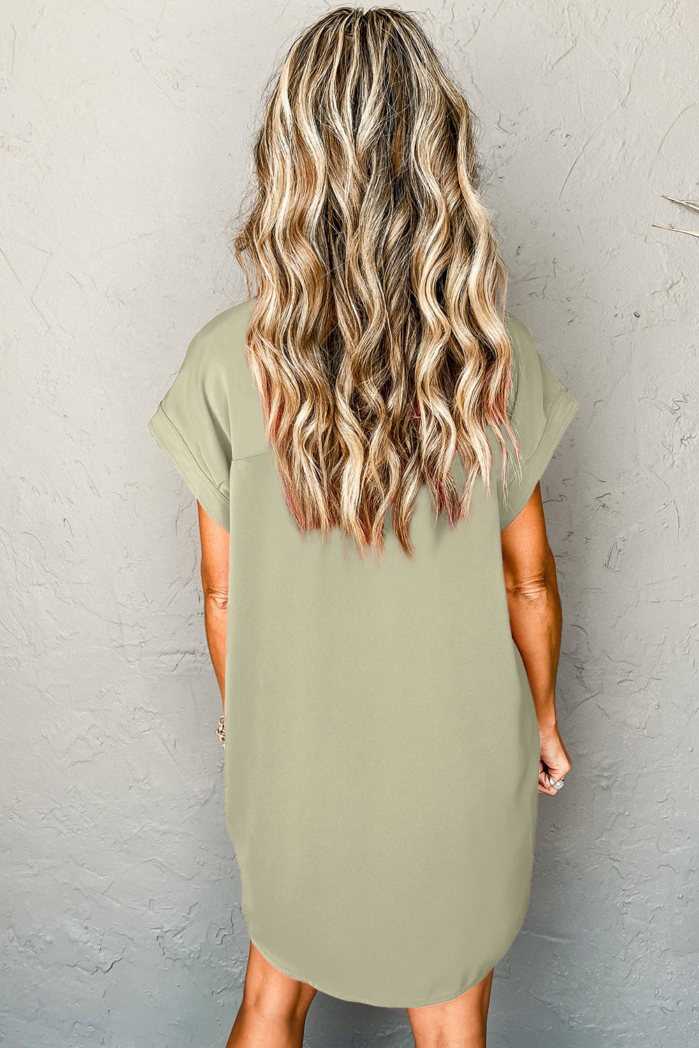 Buttoned Collar Shift T-shirt Mini Dress