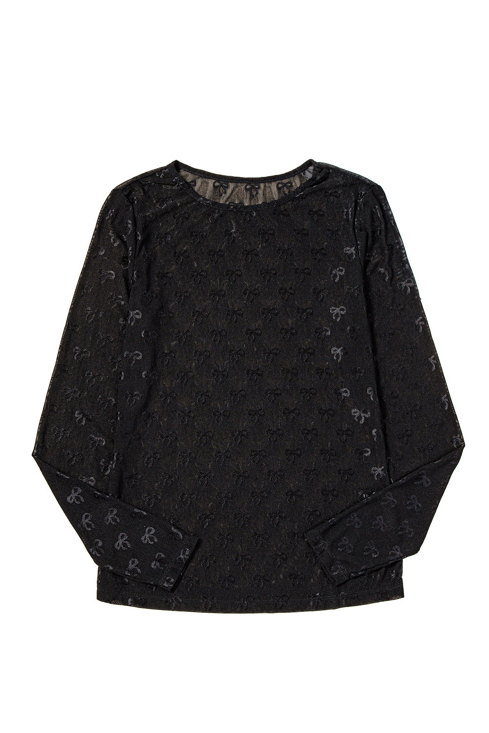 Mesh Bow Pattern Long Sleeve Top