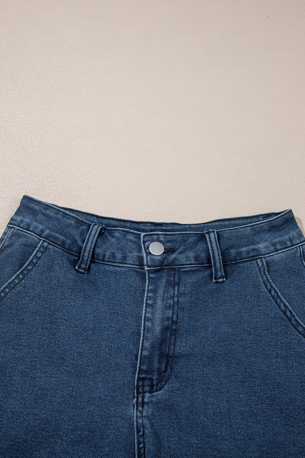 Scalloped Hemline Acid Wash High Waist Denim Shorts