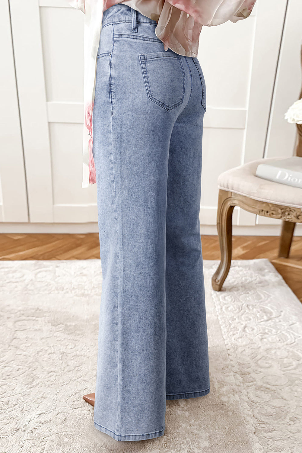 High Waist Button Zip Fly Bell Bottom Jeans