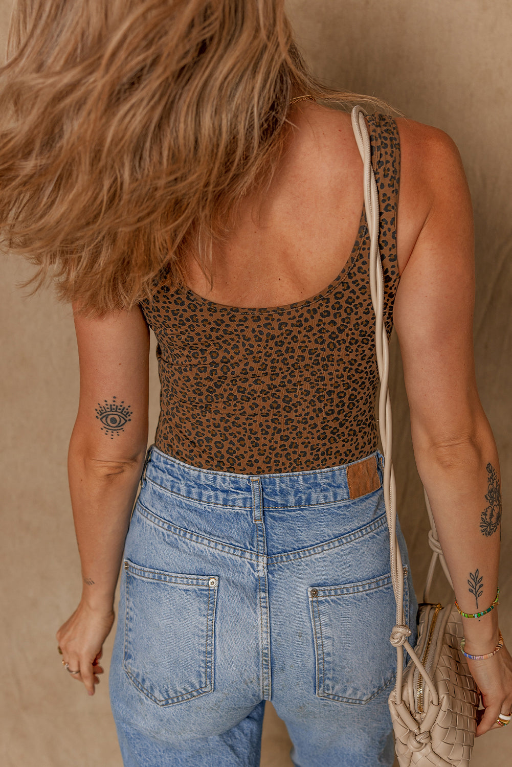 Leopard Printed Sleeveless Scoop Neck Bodysuit