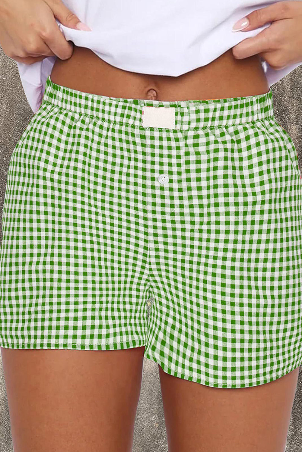 Gingham Printed High Waist Shorts