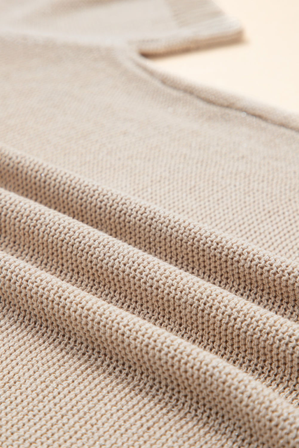 Shiny Knitted Short Sleeve Drop Shoulder Sweater