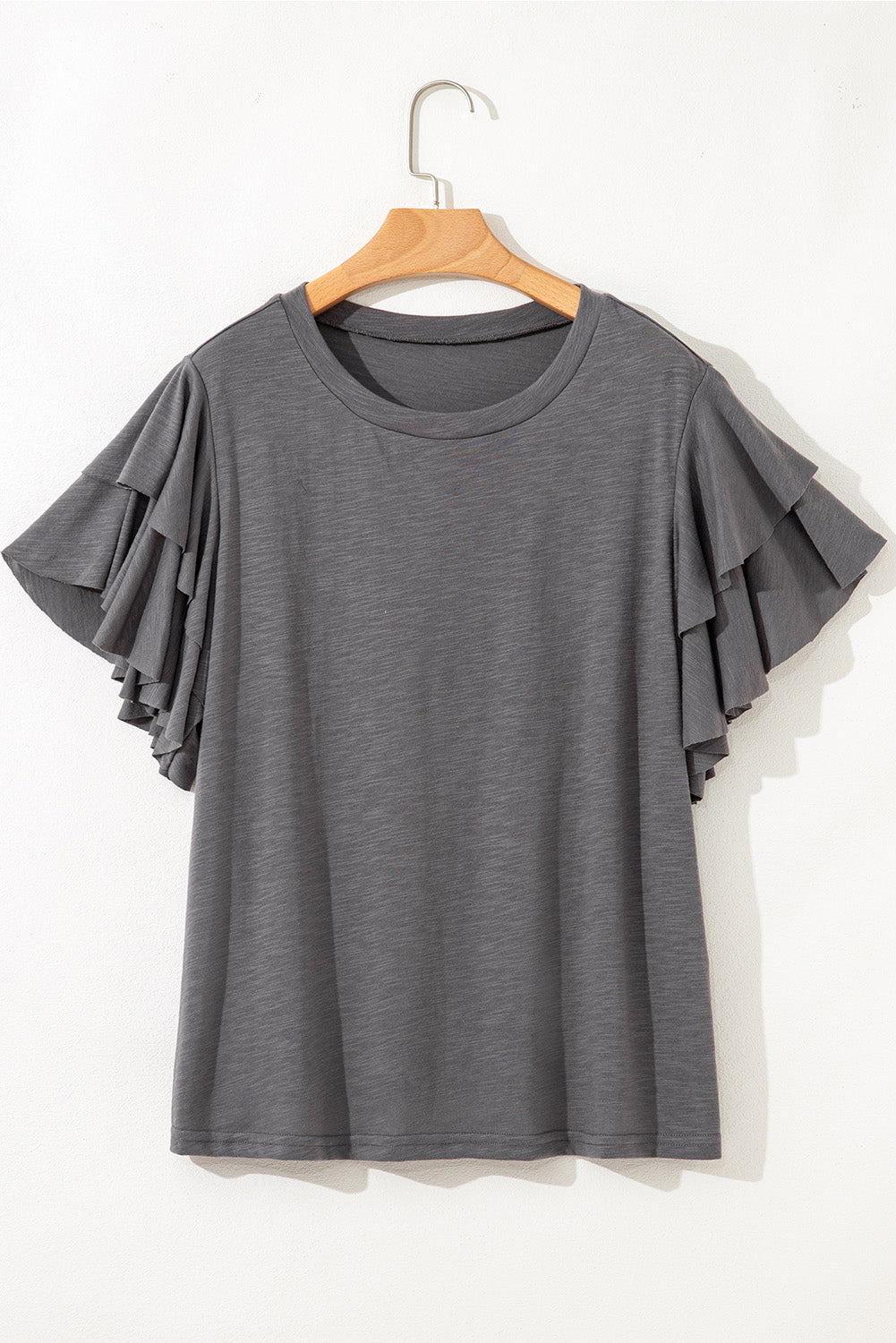 Double Ruffled Short Sleeve Plus Size Top