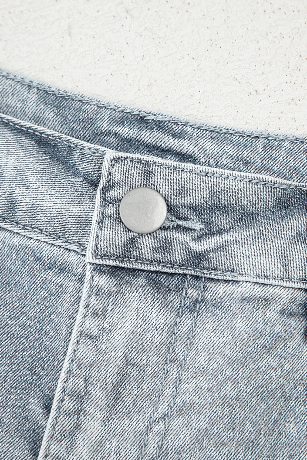 Scalloped Hemline Acid Wash High Waist Denim Shorts