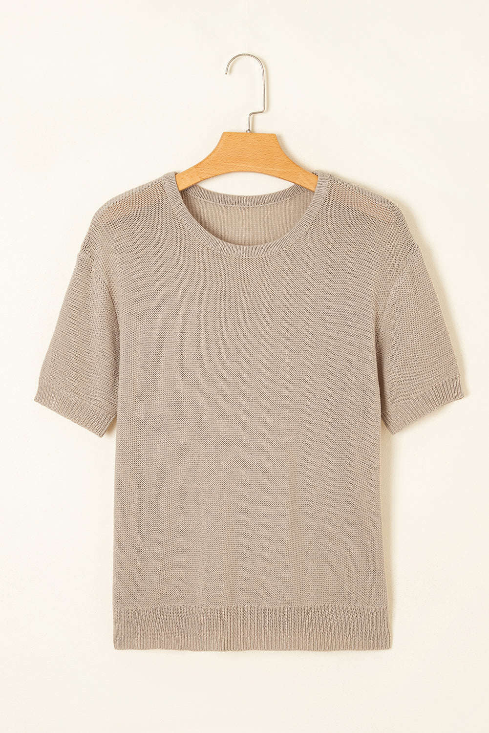 Shiny Knitted Short Sleeve Drop Shoulder Sweater