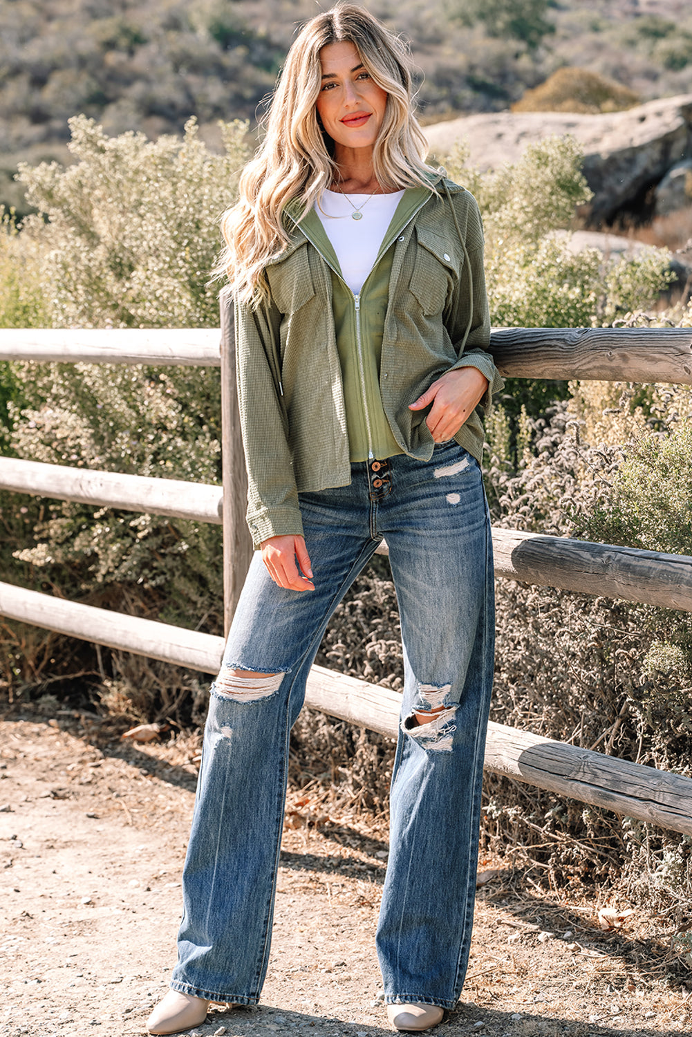 2 in 1 Thermal Knit Textured Hooded Jacket