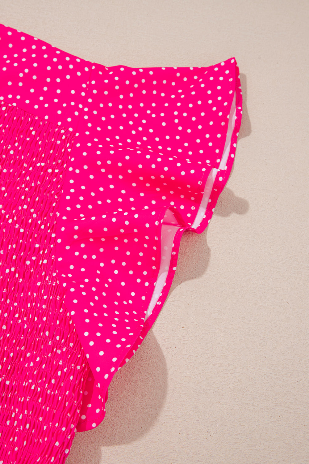 Polka Dot Print Ruffled Smocked High Waist Plus Midi Dress