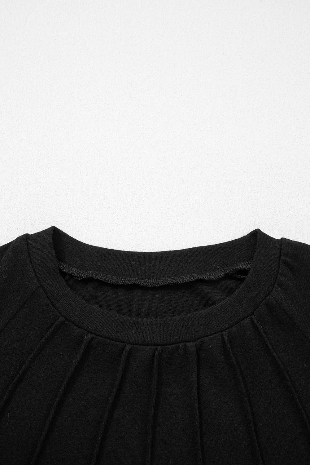 Solid Color Seam Detail Raglan Long Sleeve Top