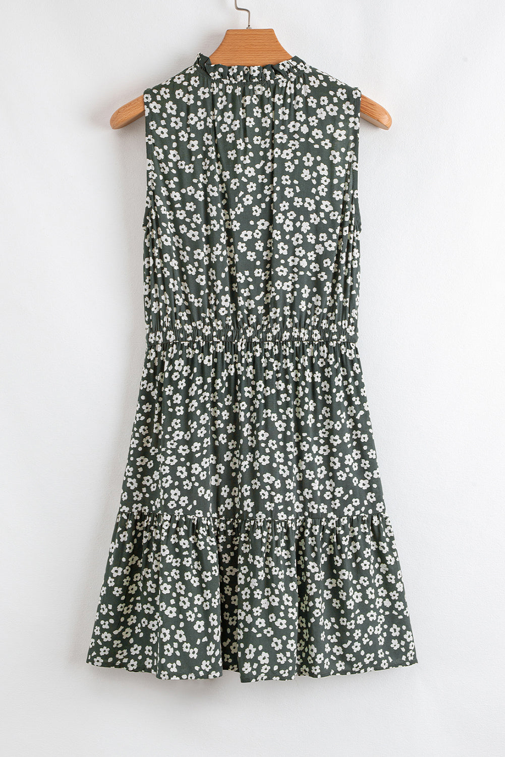 Boho Floral Print V Neck Tunic Sleeveless Dress
