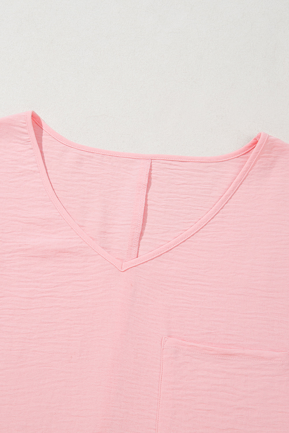 Textured Half Sleeve V Neck Plus Size T Shirt with Chest Pocket