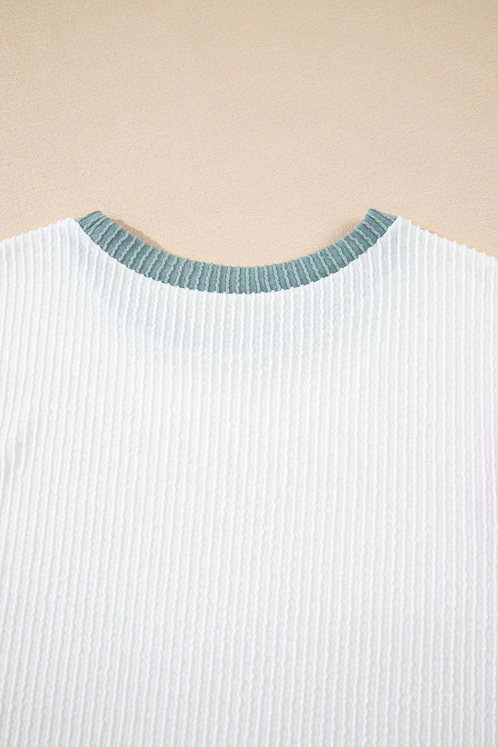 Color Block Corded Knit Crew Neck Tee