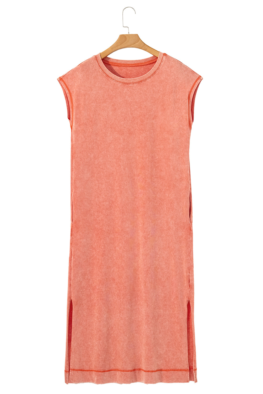 Mineral Wash Pocketed T-shirt Long Dress