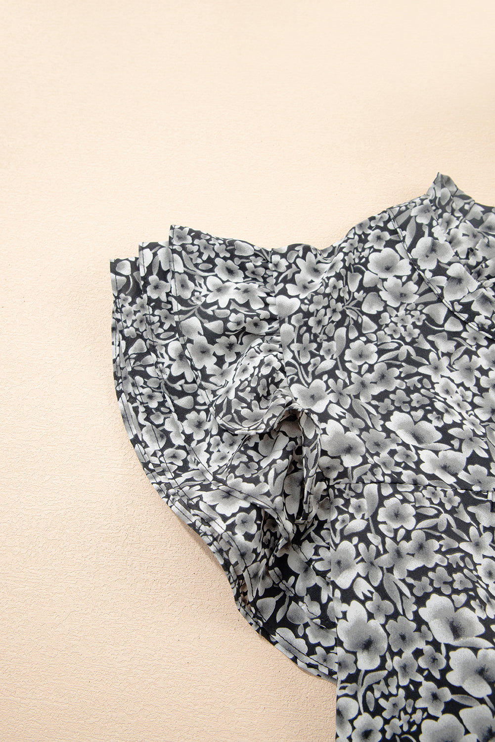 Floral Print Ruffle Sleeve Plus Size Shift Top