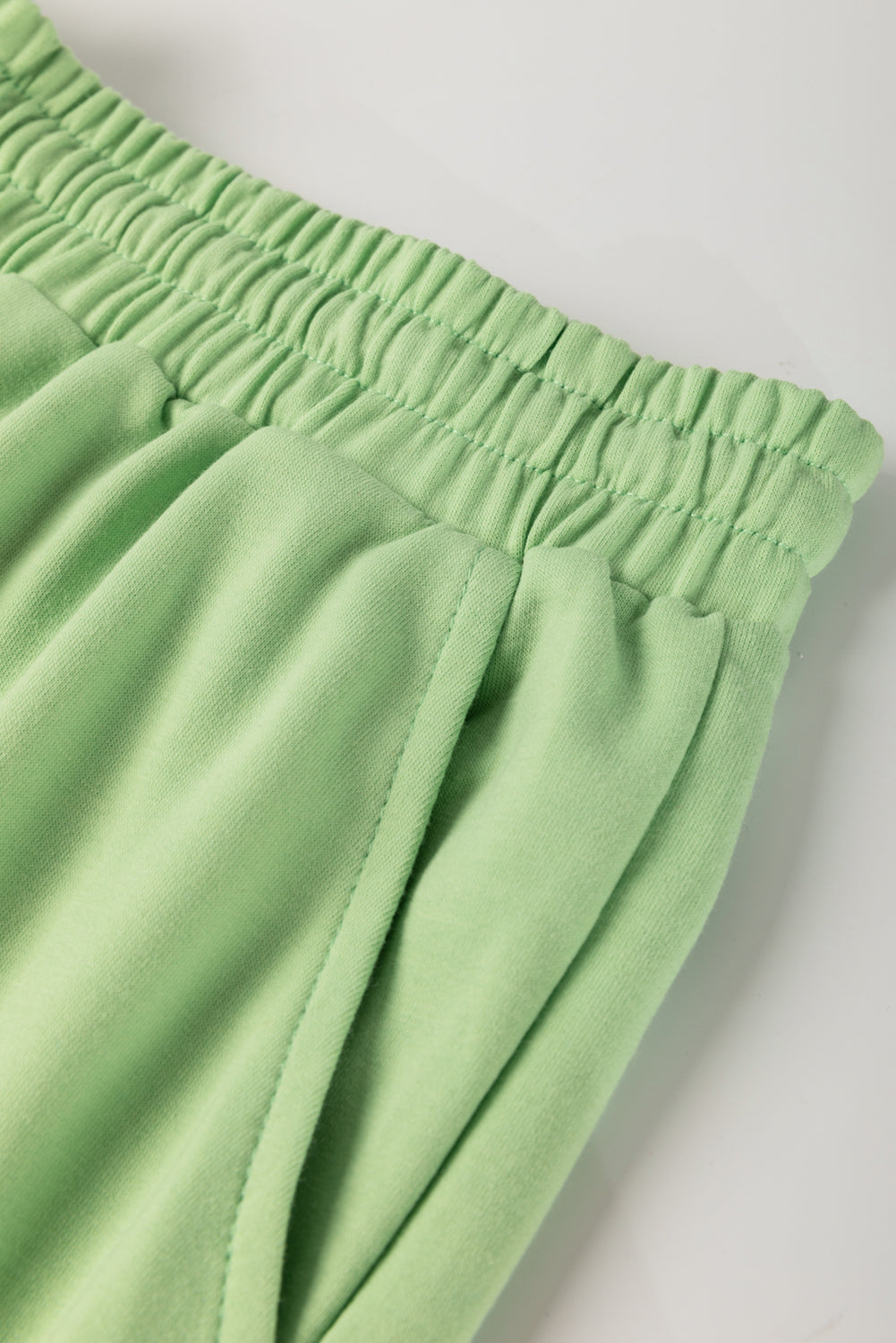 Green Plus Size V Neck Drop Shoulder Tee Loose Shorts 2pcs Outfit
