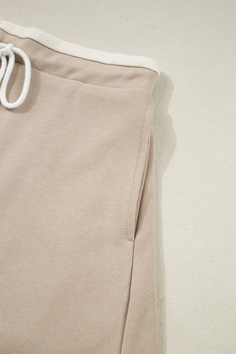 Raw Edge Detail Colorblock Patchwork Cropped Pullover Drawstring Skirt Set