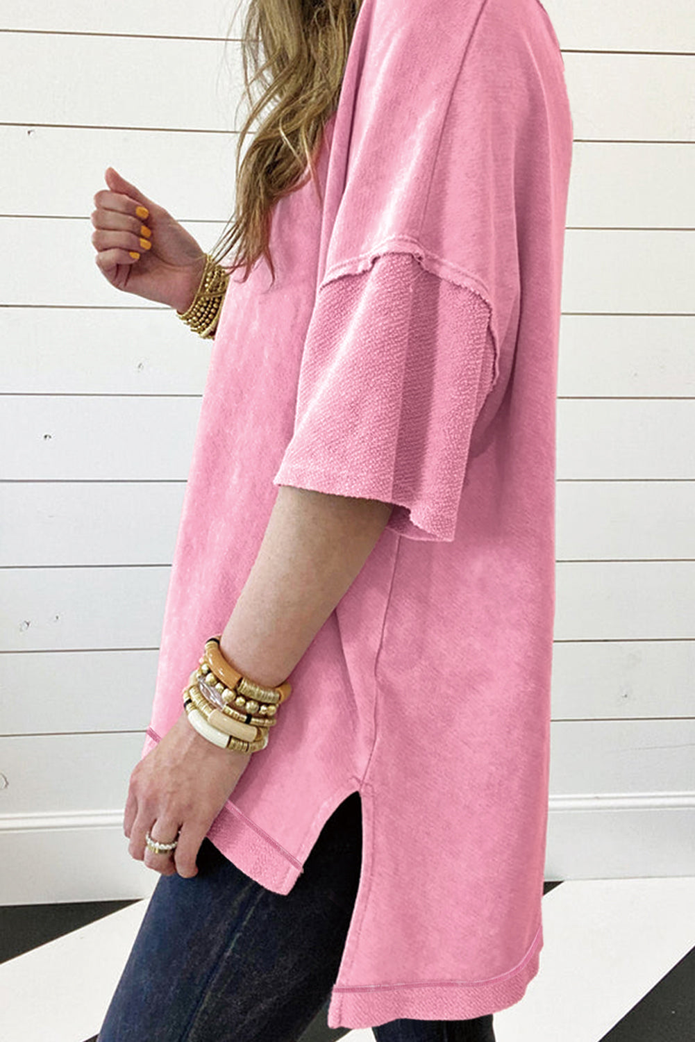 Mineral Wash Exposed Seam Drop Shoulder Oversized Tee