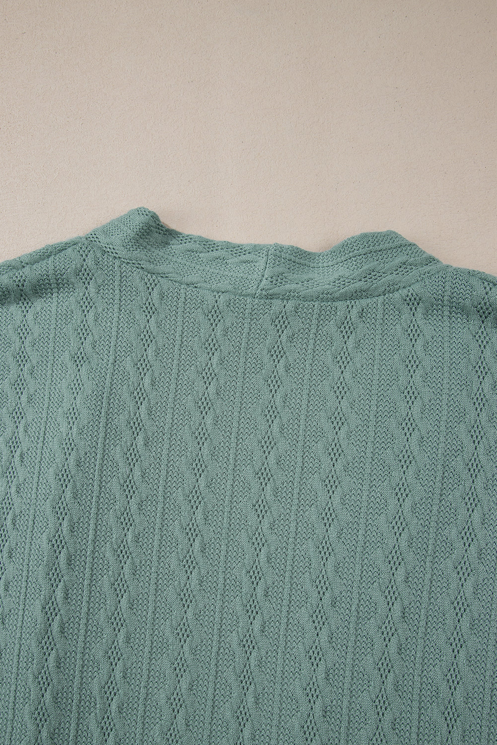 Textured Knit Side Pockets Open Front Cardigan
