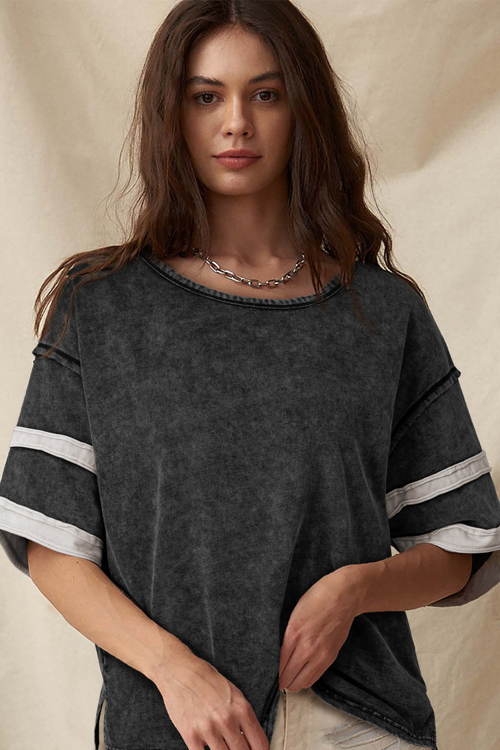 Varsity Stripe Half Sleeve Vintage Tee