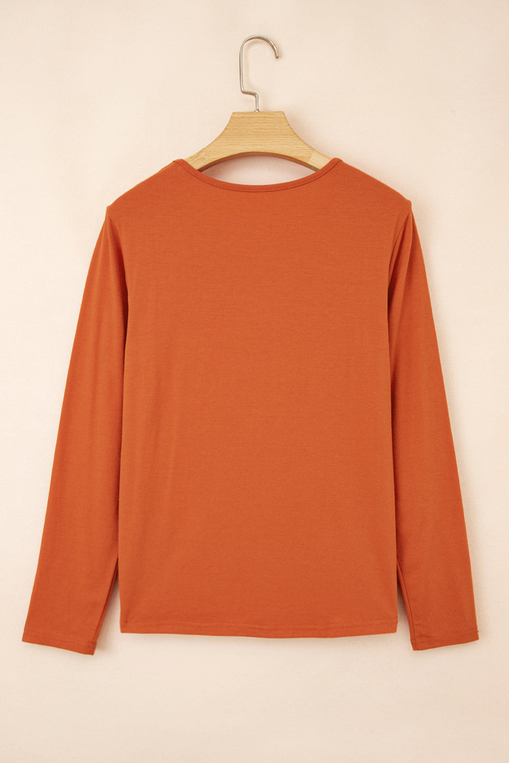 Asymmetric Seam Detail Solid Color Long Sleeve Top