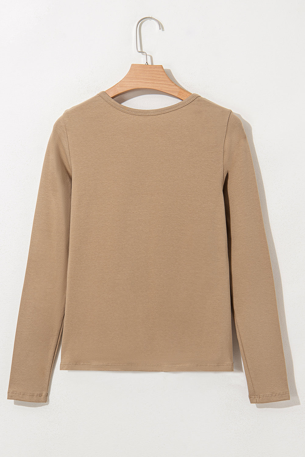 Long Sleeve Buttons V Neck Slim Fit Top