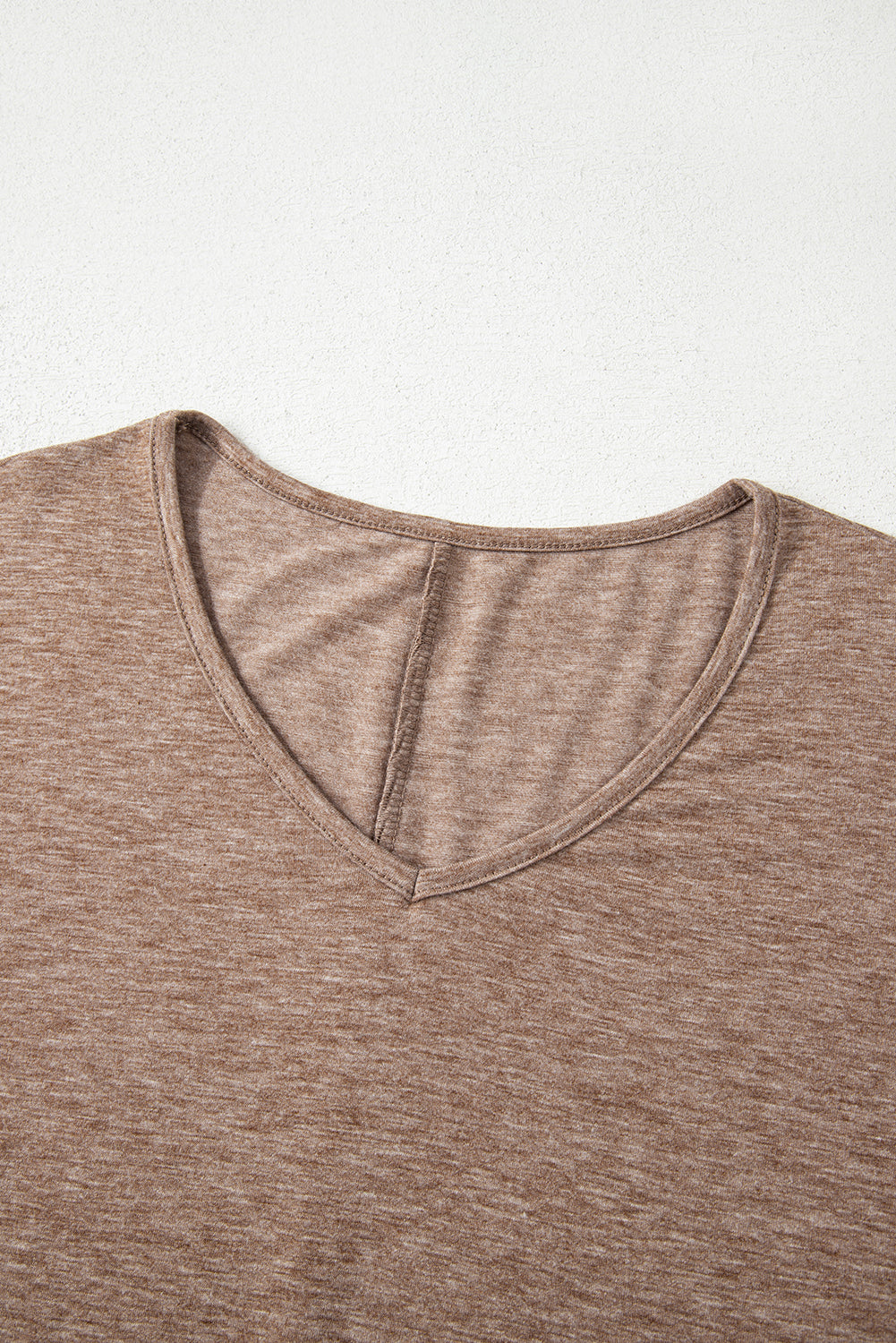 Solid Colour V-Neck Double Layer Sleeve Loose T-Shirt