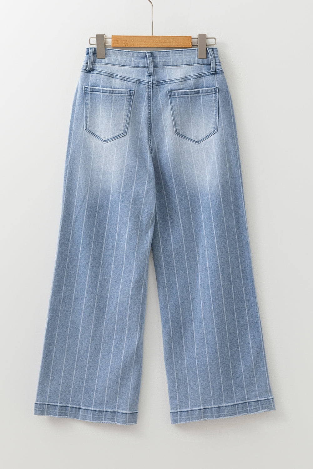 Multi Buttons Pinstripe Wide Leg Jeans