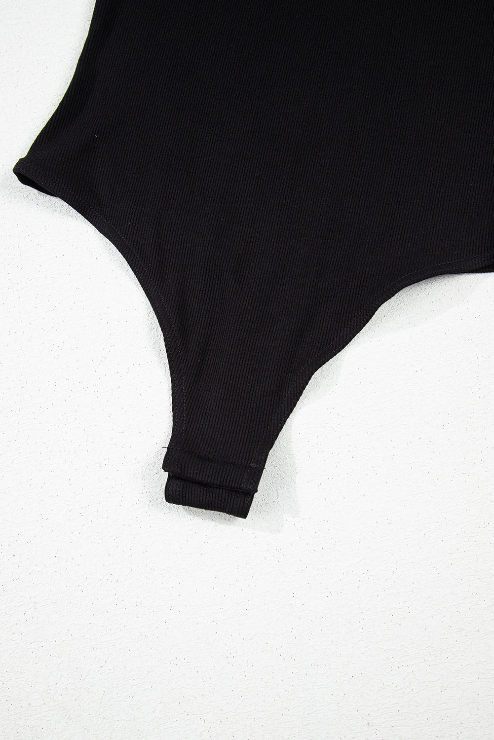 Leatherette Ruffle Patchwork Ribbed V Neck Bodysuit