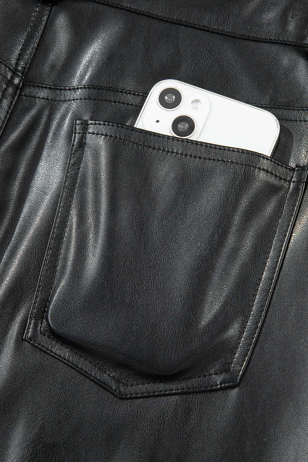 Faux Leather Side Slit Maxi Skirt