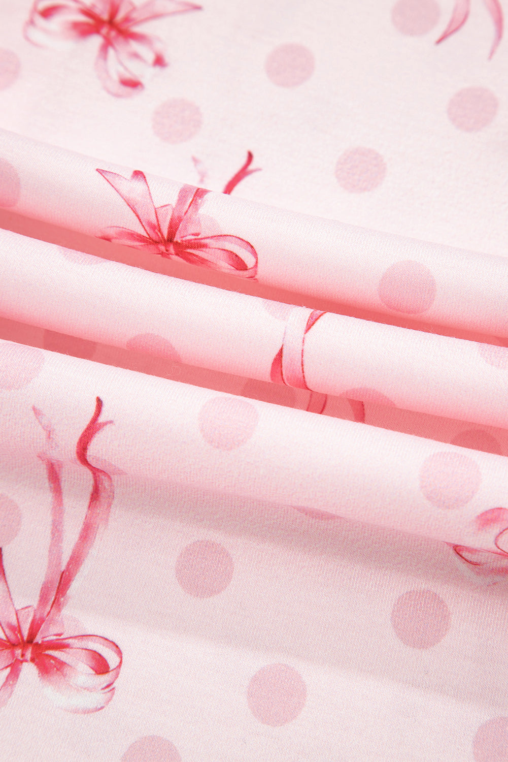 Bow Print Contrast Piping Short Pajamas Set