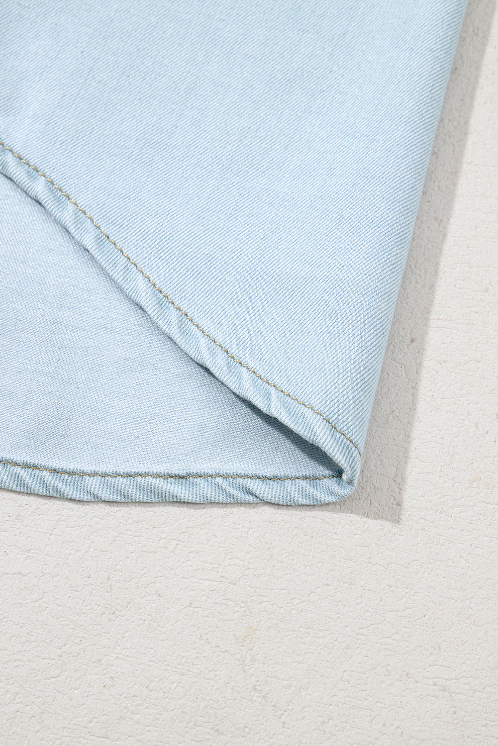 Mineral Wash Cap Sleeve Frilled Button Up Denim Shirt