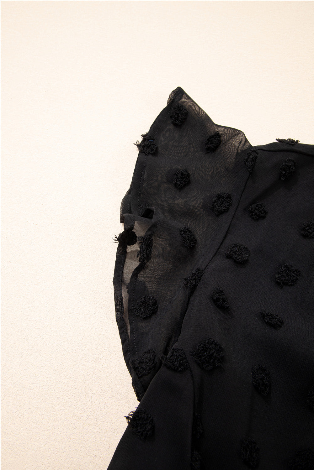 Dotty Textured Notched Neck Plus Ruffled Dress