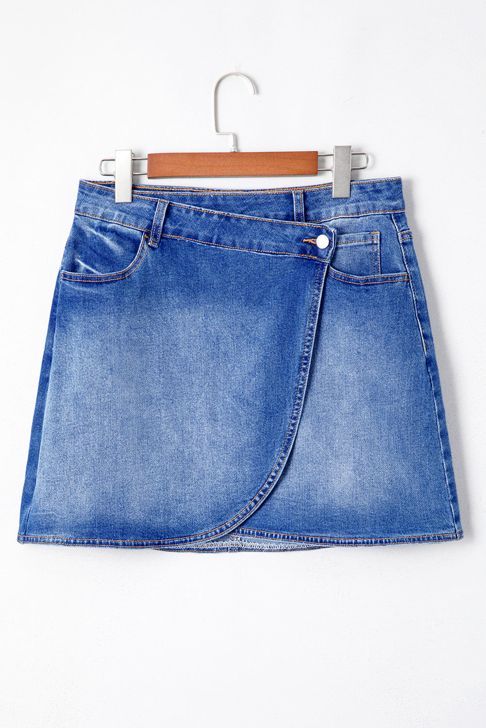 Wrapped Crossed Waist Denim Mini Skirt