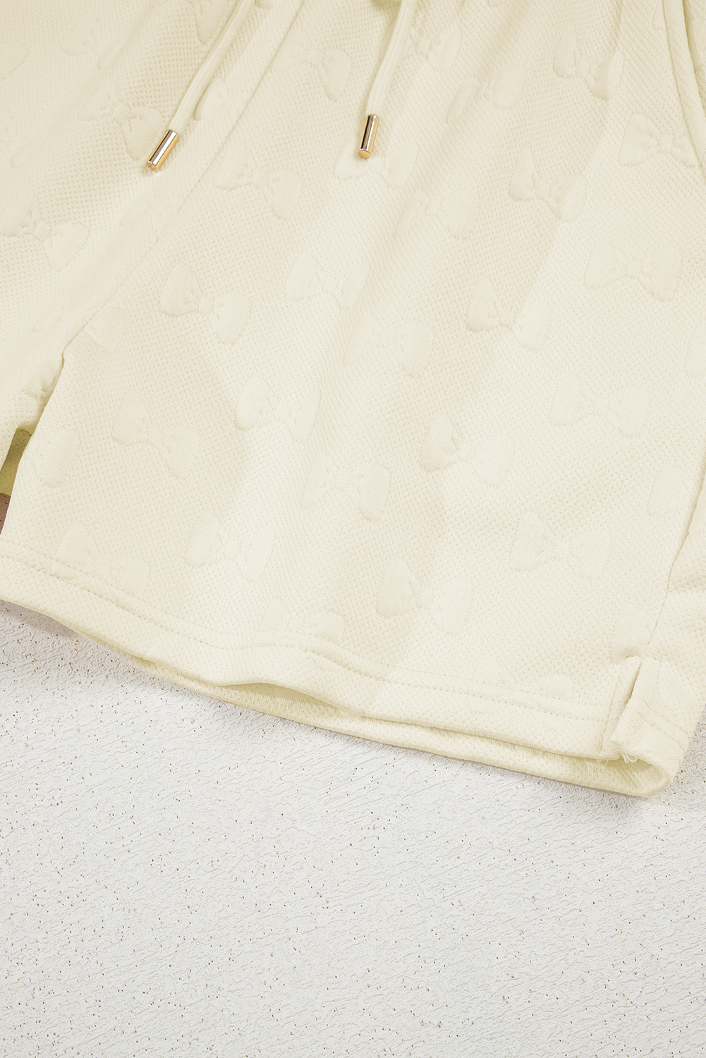Bow Jacquard Ruffle Sleeve Short 2pcs Outfit