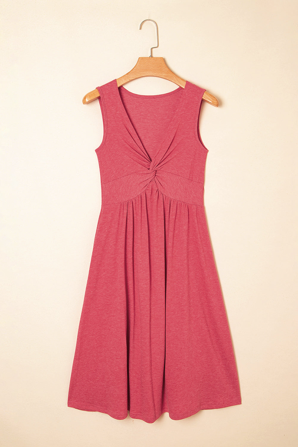 Twisted Bust V Neck Sleeveless Dress