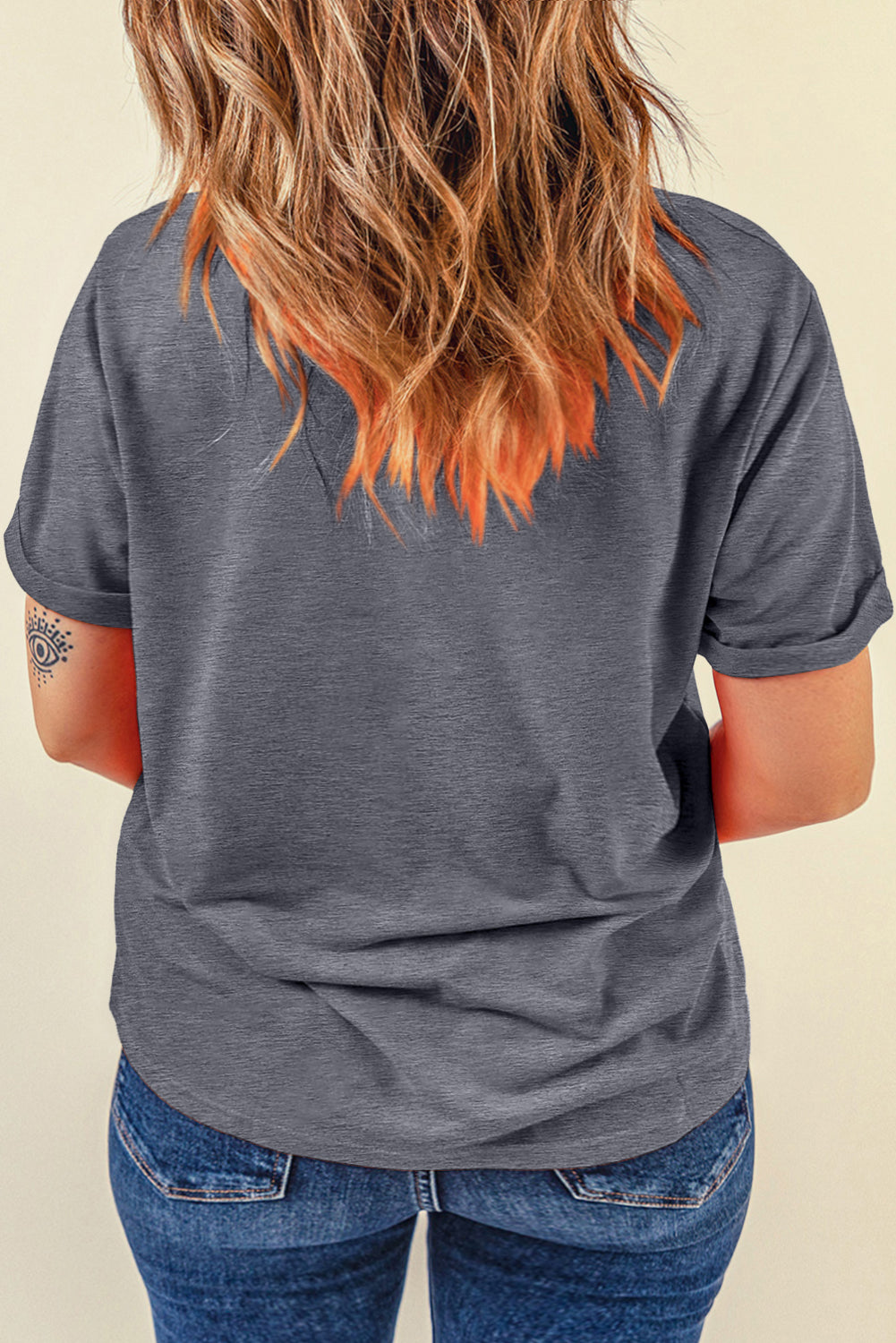 Casual Plain Crew Neck Tee