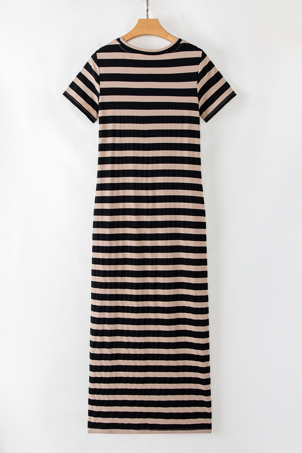 Casual Round Neck T-shirt Maxi Dress with Pockets