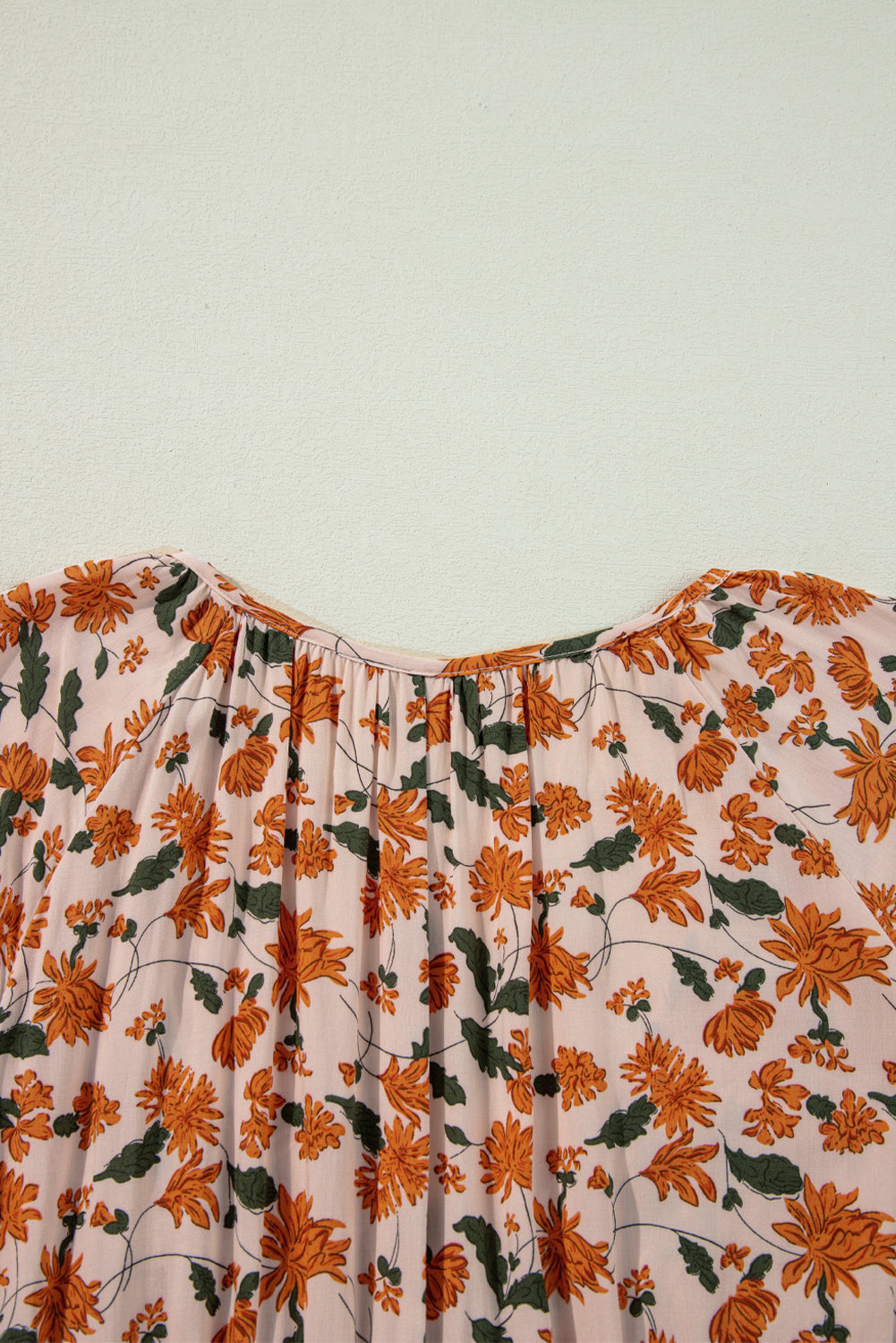 Floral Deep V Neck Smocked Bust Bubble Sleeve Babydoll Dress