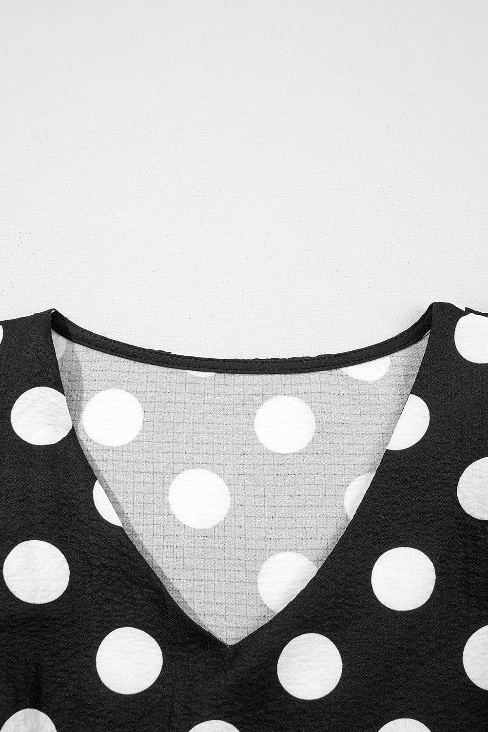 Polka Dot Print Ruffled Sleeve V Neck Blouse