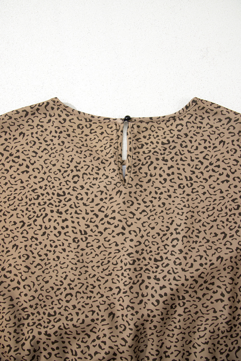 Plus Size Leopard Print Frill Trim Short Sleeve Flared Dress