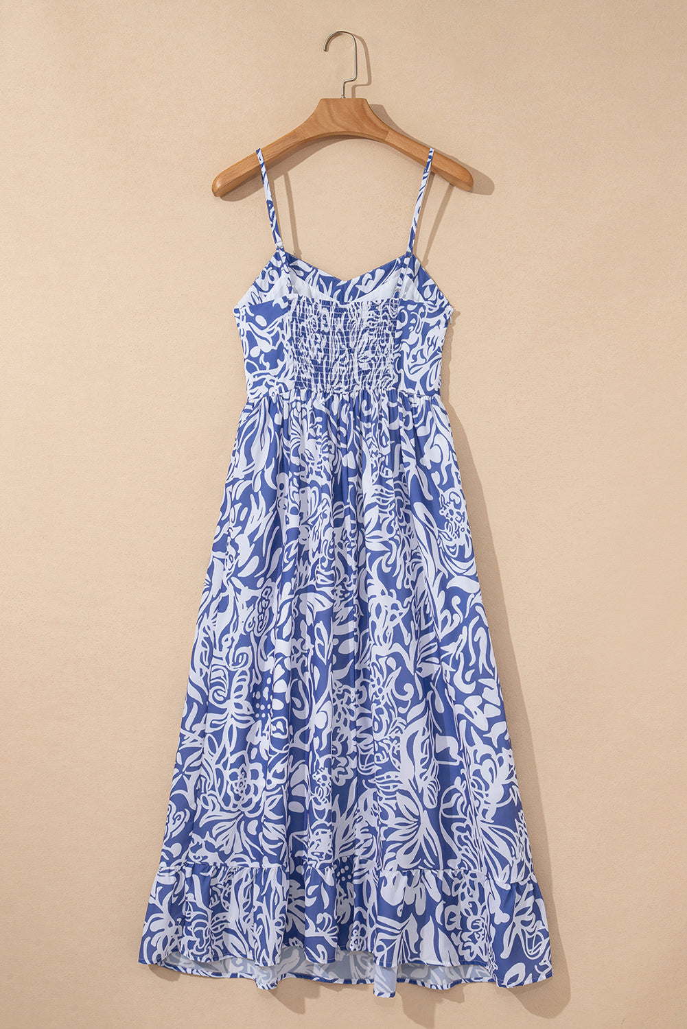 Floral Print Spaghetti Strap High Waist Maxi Dress