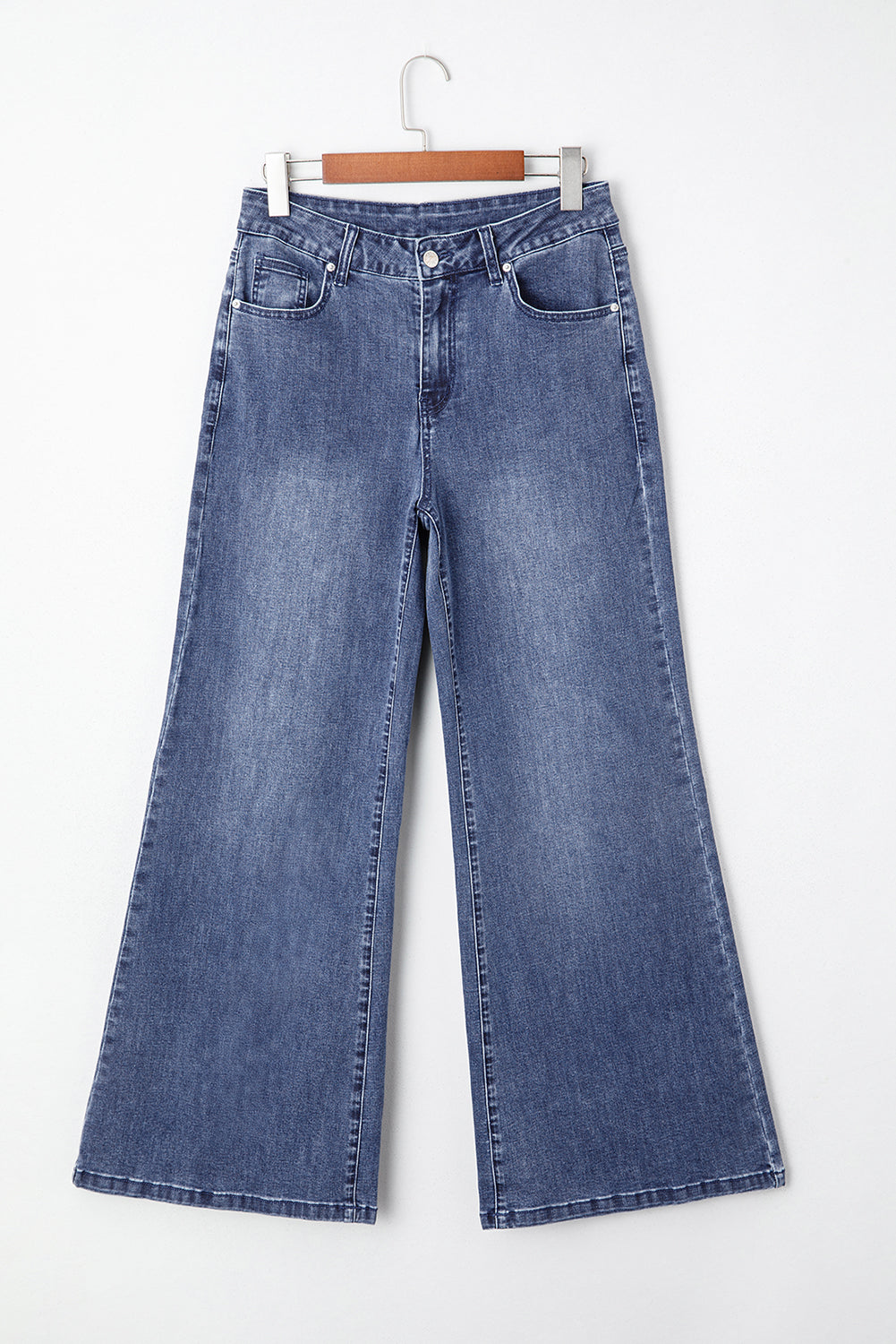 High Waist Button Zip Fly Bell Bottom Jeans